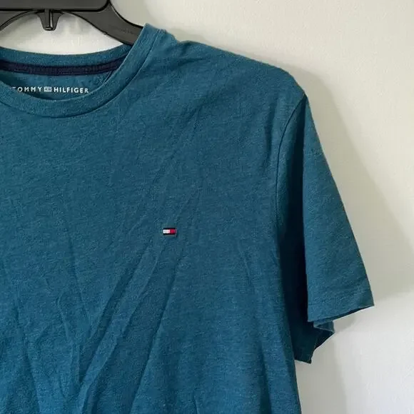 Tommy Hilfiger Blue Heathered Short Sleeve Casual Tee - Picture 3 of 9